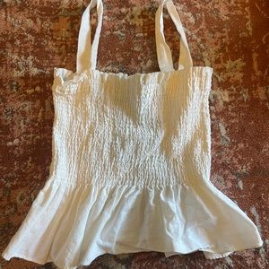 Socialite - White ruffled tank top with ribbed body